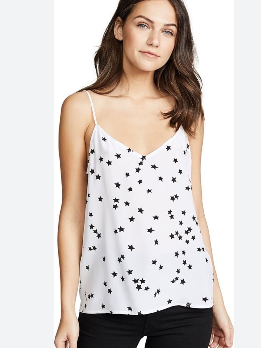 Equipment Cream and Black Star Print V-Neck Top